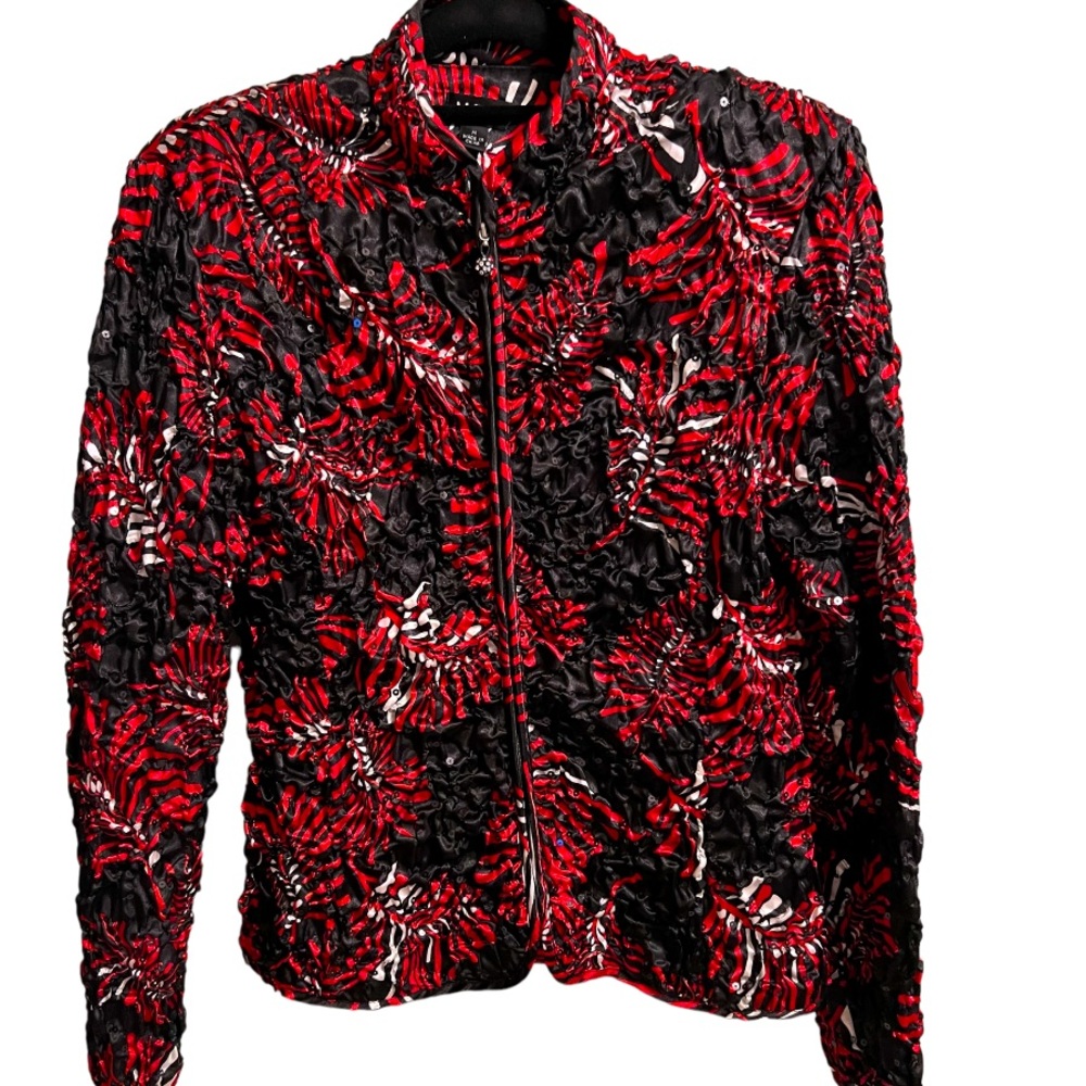 😊2 FOR $25--MSK Crinkle Jacket. Women’s Size Medium. Red/Blk
